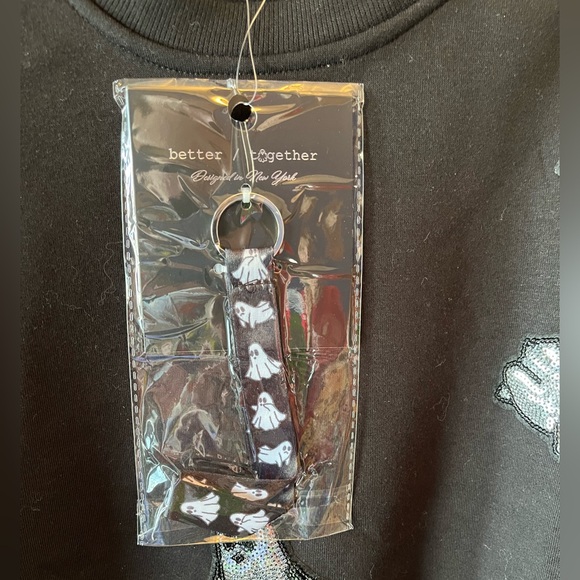 Black Sweatshirt with Silver Sequin Ghost Pattern 👻 - Picture 3 of 5